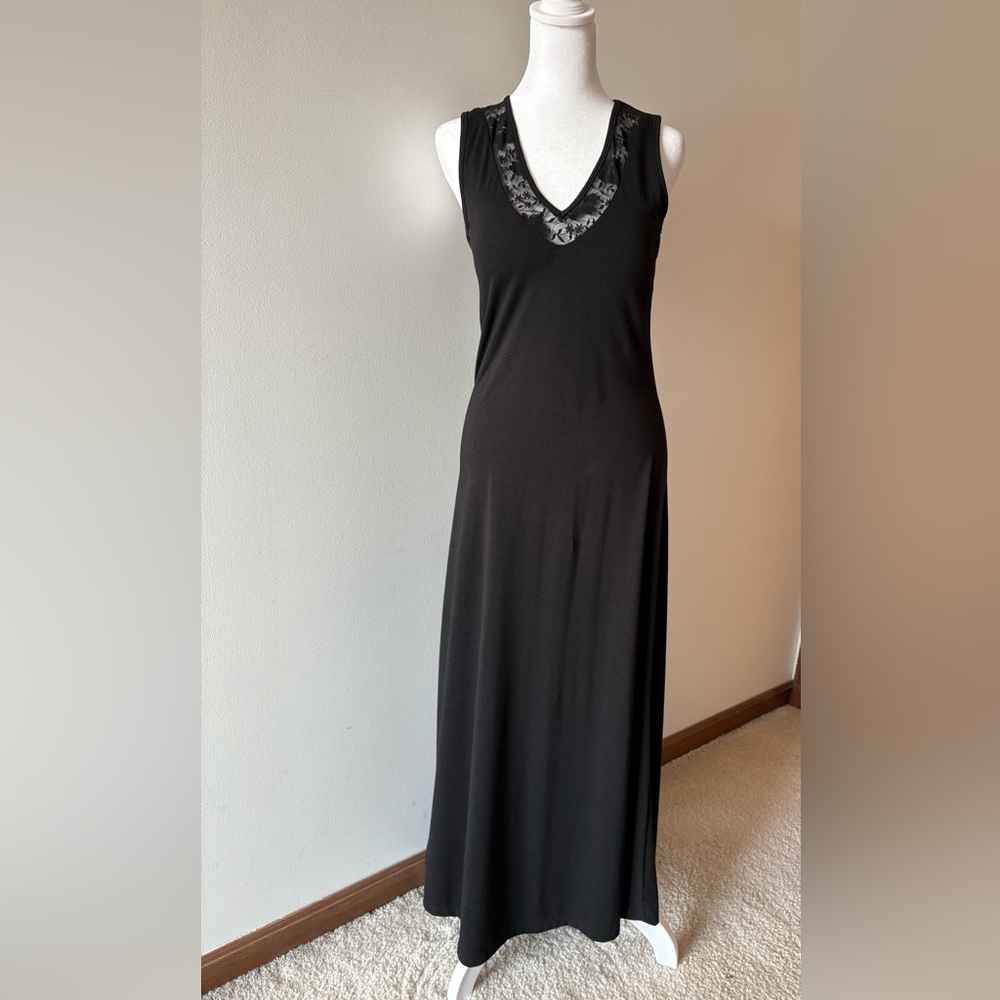 NEW Luxurious Coca LaRue Jersey Nightgown Lingerie Maxi Dress Sz Med W/Lace